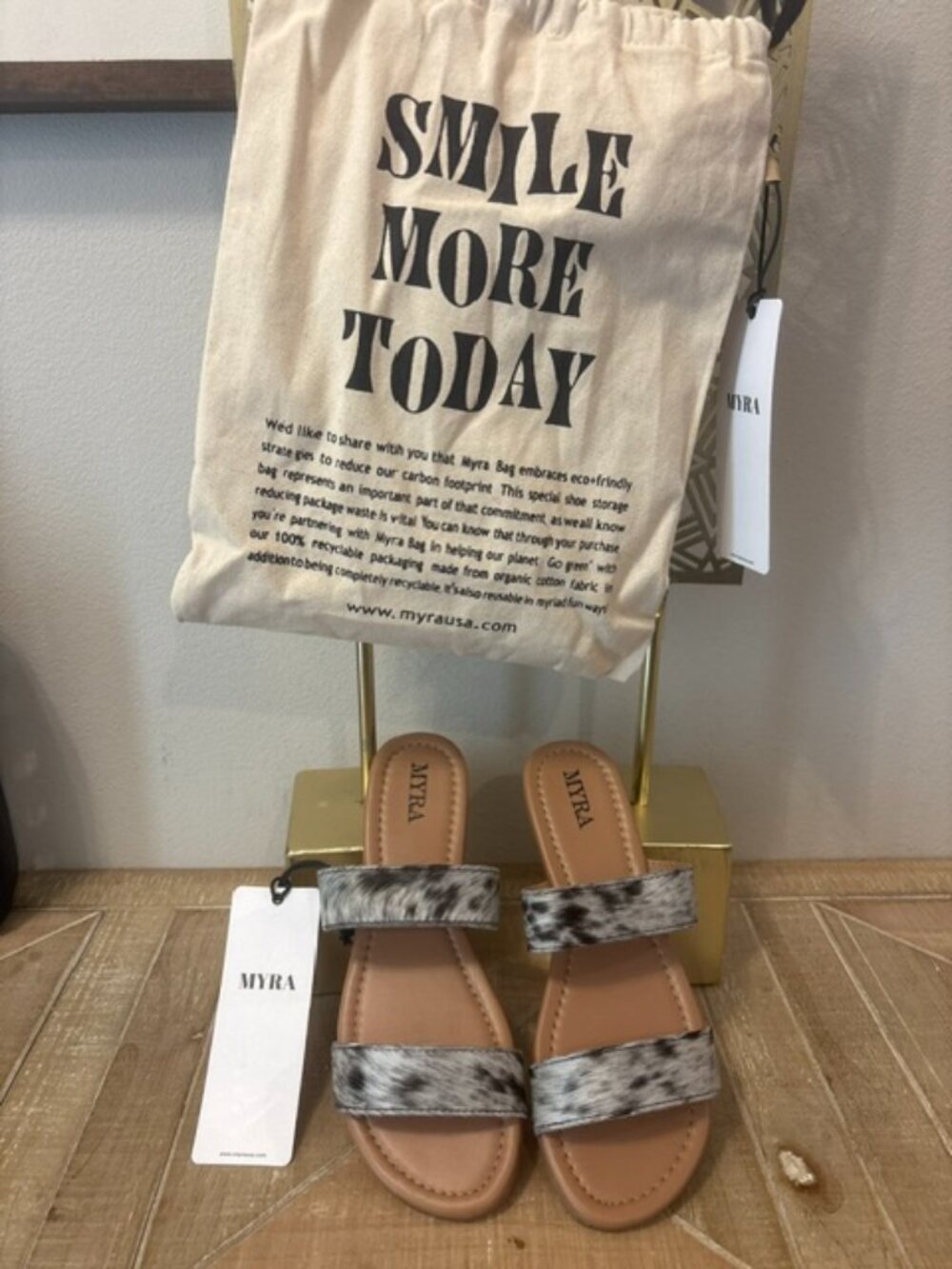 NEW Myra Vaquero Hair-On Cowhide Leather Sandals Black White Sizes: 7-11